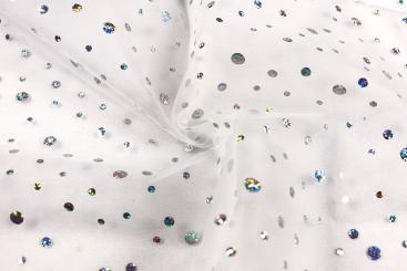 Organza - Glitzer-Pailletten - Weiß 