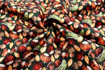 Dekostoff Outdoor - Kastanien und Nüsse 