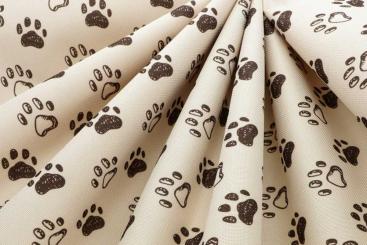 Polyesterstoff Pfote - wasserabweisend - Beige 