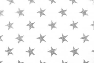 Tüllstoff - Funkelnde Sterne - Silber 