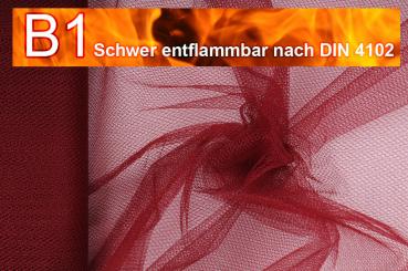 Tüll - schwer entflammbar - Bordeaux - 1,0 Meter Bordeaux