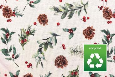 Recycelter Dekostoff mit Kiefernzapfen 