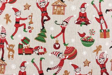 Dekostoff Leinenlook - Weihnachtself 