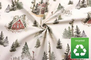 Weihnachtsstoff recycelt - Hüttenzauber 