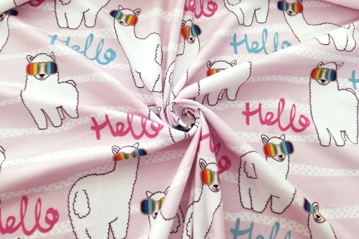 Polarfleece-Stoff - Regenbogen Lama Rosa