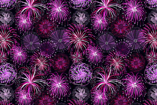 Satin Stoff - Feuerwerk 