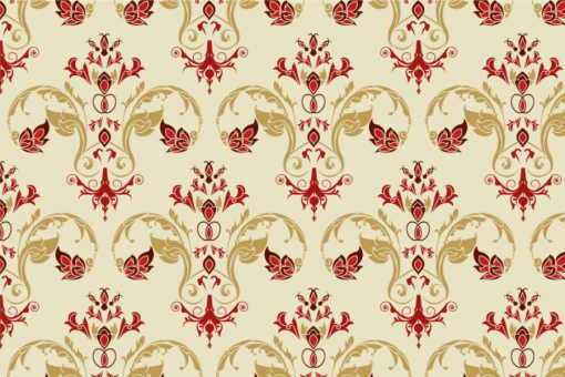 Samt-Stoff - Louis Moderno Gold/Rot