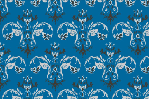 Samt-Stoff - Louis Moderno Silber/Blau