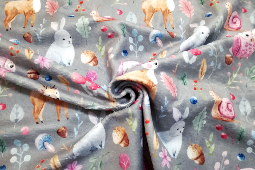 Frottee mit Fleece - Aquarell-Tierchen 