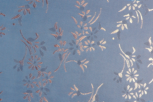 Taft Jacquard - Branches Blau/Apricot