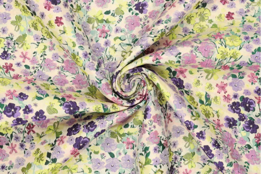 Deluxe Brokat mit Pastell-Blumen 