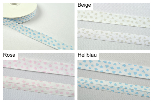 Schrägband Pastell-Liebe - 20/40 mm breit - Meterware 