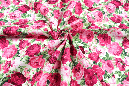 Baumwollstoff - Meer aus Rosen - Weiß 