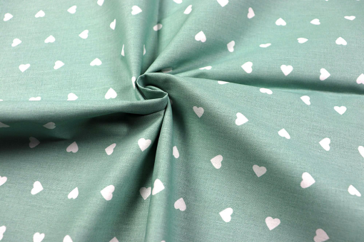 Bettwäsche-Stoff - Herzen - 295 cm - Mint 