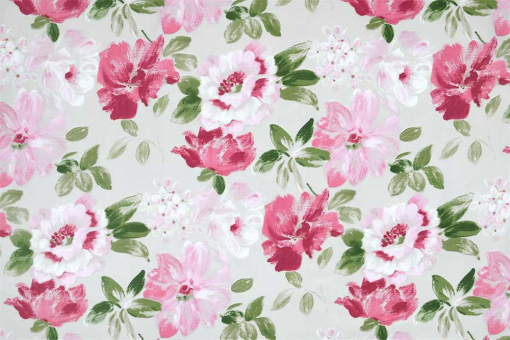 Dekostoff Baumwolle mit rosa Aquarell-Blüten 