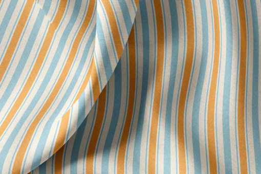 Baumwollstoff mit Streifen - Blau/Orange 