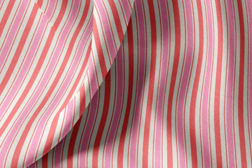 Baumwollstoff mit Streifen - Rot/Pink 