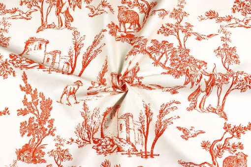 Baumwoll-Dekostoff mit romantischen Toile de Jouy 
