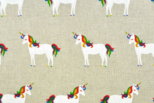 Dekostoff Leinen-Look - Unicorn Parade 