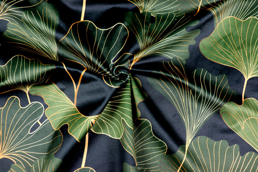 Dekostoff Samt - Digitaldruck - Ginkgo by Night 