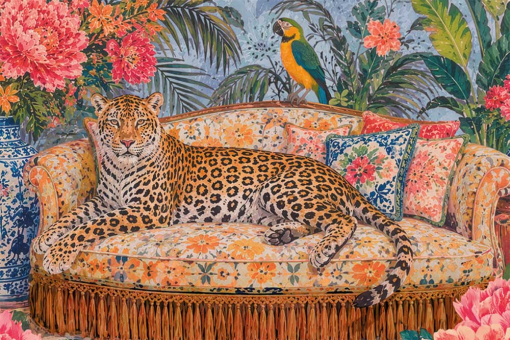 Premium-Samt-Panel mit Leopardenmotiv 