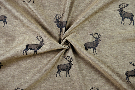Dekostoff zweiseitiger Jacquard - Hirsche - Braun 