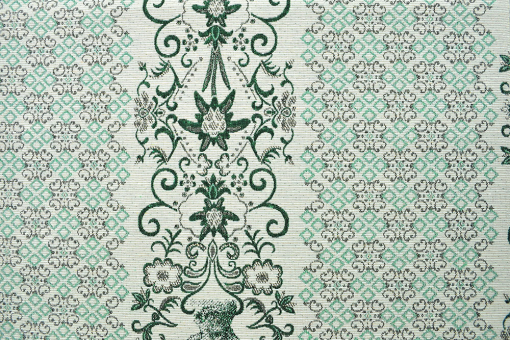 Jacquard-Stoff - Landhaus-Streifen - 280 cm - Beige/Grün 