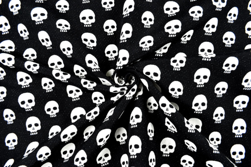 Skulls - Dekostoff Jacquard - Schwarz/Weiß 