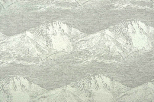 Jacquard-Dekostoff zweiseitig - Bergblick - Creme/Grau 