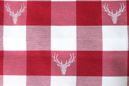 Jacquard-Dekostoff beidseitig - Karierter Hirsch - Rot 