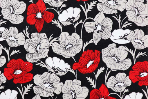 Dekostoff Leinen-Optik - Mohn-Traum 