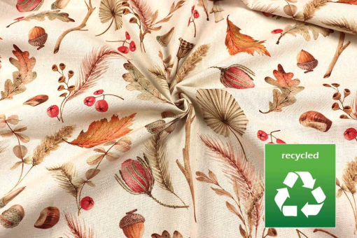 Recycelter Dekostoff mit herbstlichem Motiv 