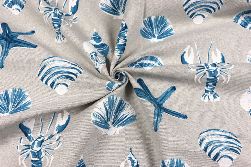 Dekostoff in Leinenoptik mit maritimem Motiv 