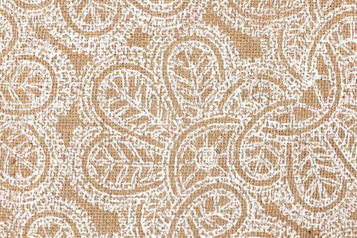 Beflockte Jute mit Spitzenmuster 