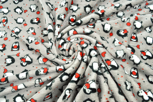 Doubleface-Fleece - Pinguine und Tupfen 