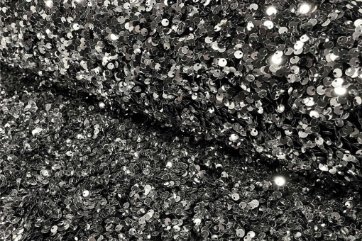 Samt-Stoff deluxe - Pailletten Silber