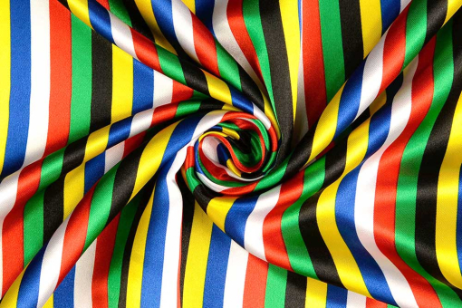 Satin Stoff mit Streifen - Weiß/Bunt 