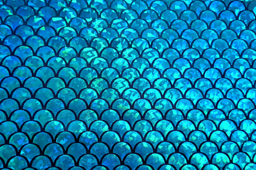 Folienstoff Hologramm - Mermaid - Schwarz/Aqua 