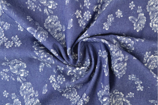 Chambray Denim-Stoff mit Rosen 