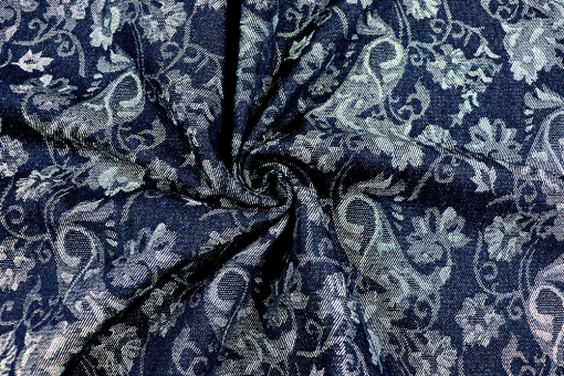 Jacquard Jeans-Stoff mit floralem Paisley 