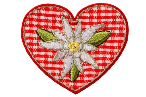 Applikation - Karo-Herz mit Edelweiß 