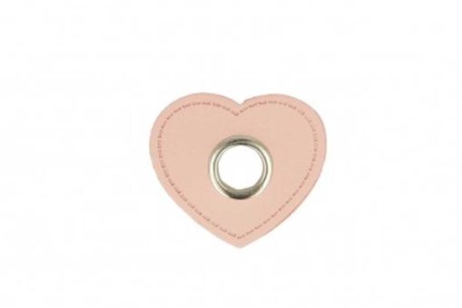 Herz-Kunstlederpatch Öse - 4 Stk. - Rosa 