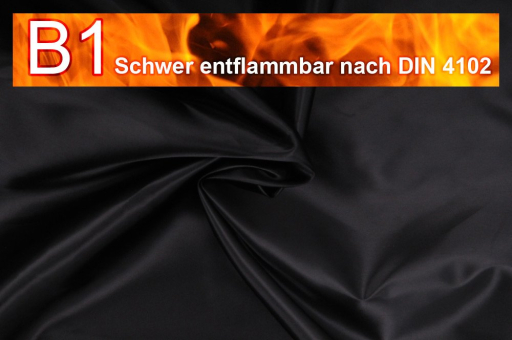 Satin schwer entflammbar - Schwarz - 1,0 Meter Schwarz