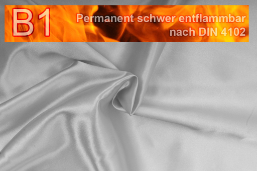 Satin permanent schwer entflammbar B1 - Silber - 2,0 Meter Silber