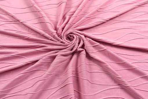 Strukturierter Jersey mit Wellenmuster - Rosa 