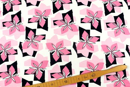 Viskosejersey - Pink Geometry 
