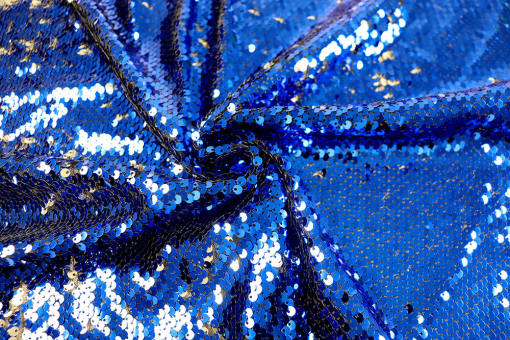 Pailletten-Wende-Stoff - Silber/Blau - B-Ware 