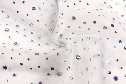 Organza - Glitzer-Pailletten - Weiß 