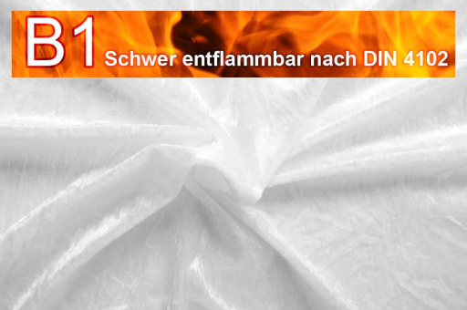 Pannesamt schwer entflammbar - Weiß - 1,0 Meter Weiß