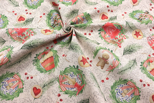 Weihnachtsstoff Leinenoptik - Lovely Christmas - 280 cm 